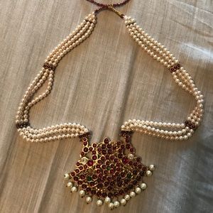 Indian Antique Gold Plated Ruby Necklace